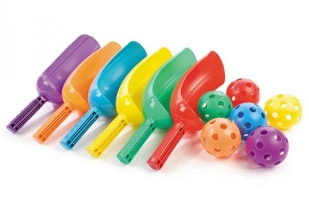 SCOOPBALL SET OF 6 COLORED SCOOPS AND 12" BALLS