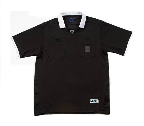REF JERSEY BLACK SOCCER WITH WHITE TRIM