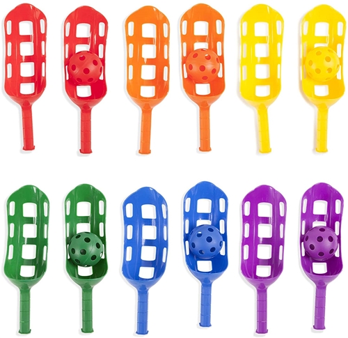 SCOOPBALL SET OF 12 COLORED SCOOPS AND 6, 12" BALLS